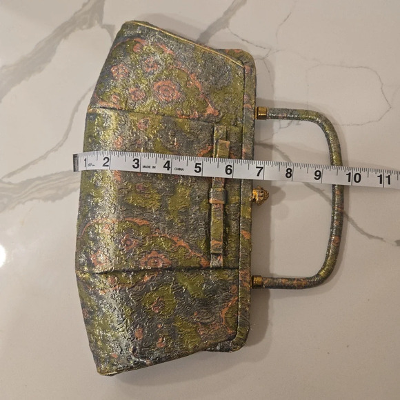 RARE Vintage Antique 1950s Rosart Tapestry Bag Pink Green Gold - Picture 12 of 12